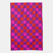 Rot Lila Rosa Kariertes Musterdesign  Geschirrtuch (Vertikal)