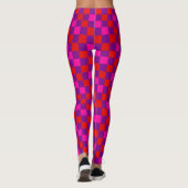 Rot Lila Rosa Kariertes Musterdesign  Leggings (Rückseite)