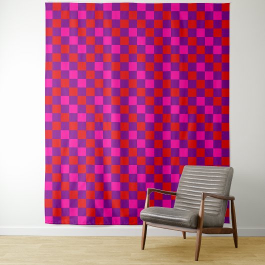 Rot Lila Rosa Kariertes Musterdesign  Wandteppich (Beispiel)