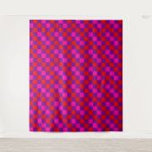 Rot Lila Rosa Kariertes Musterdesign  Wandteppich (Vorderseite)