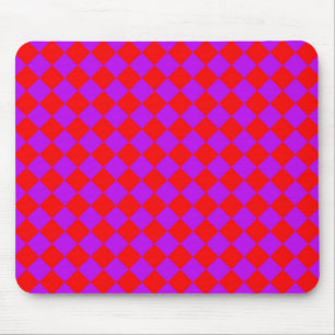 Rot-lila Schachbrett-Diamantmuster Mousepad