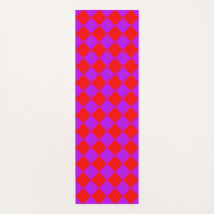 Rot-lila Schachbrett-Diamantmuster Yogamatte