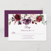 Rot Lila Weiß Grüne Blüte Lila Zurück UAWG RSVP Karte (Vorne/Hinten)