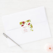Rot + Limettengrün Mohn Blume Hochzeitsticker Quadratischer Aufkleber (Umschlag)