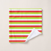 Rot, Limone grüne und weiße Streifen Badhandtuch Set (Waschlappen)