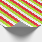 Rot, Limone grüne und weiße Streifen Geschenkpapier (Ecke)