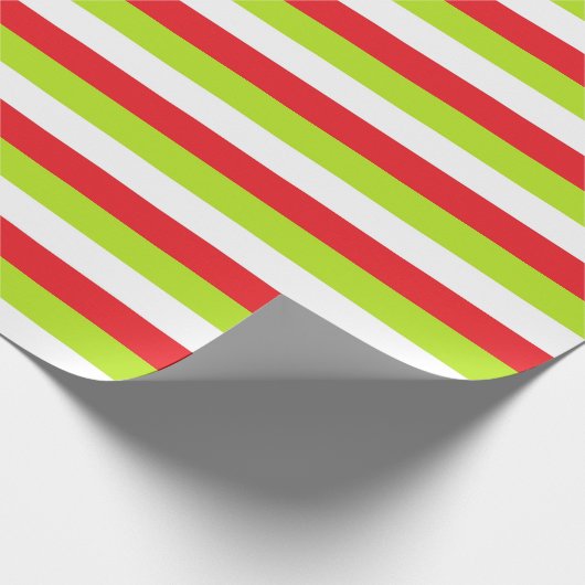 Rot, Limone grüne und weiße Streifen Geschenkpapier (Ecke)