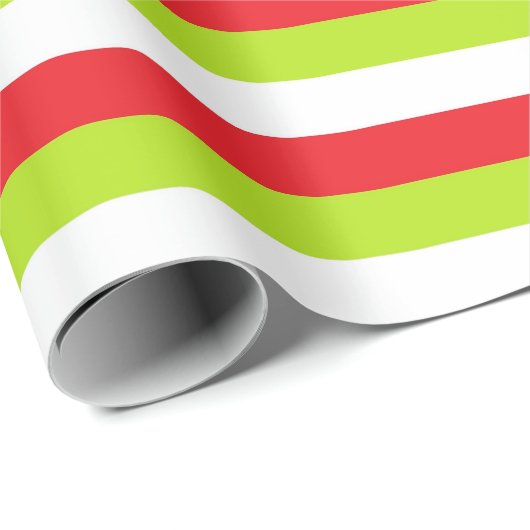Rot, Limone grüne und weiße Streifen Geschenkpapier (Rolleneckpunkt)