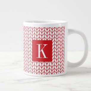 ROT LINIE GESTRICKT Große weiße Tasse + Anfangsbuc