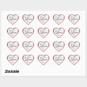 Rot "Made with Liebe by ____" - Heart Stickers (Blatt)