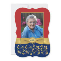 Rot, Marine, Gold 65. Foto Einladung zum Geburtsta