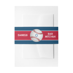 Rot, Marine, Weißer Baseball Bar Mitzvah Einladungsbanderole