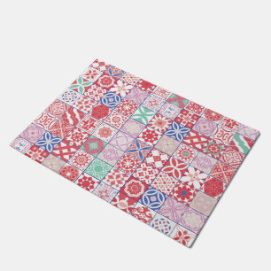 Rot-marokkanische Fliese Fußmatte