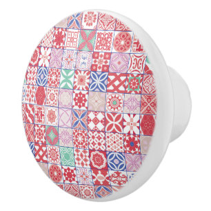 Rot-marokkanische Fliese Keramikknauf