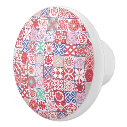 Rot-marokkanische Fliese Keramikknauf (Rechts)