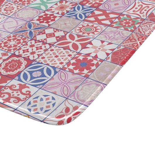 Rot-marokkanische Fliese Schneidebrett (Ecke)
