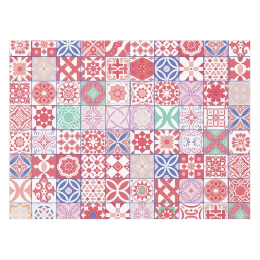 Rot-marokkanische Fliese Tischdecke (Vorderseite (Horizontal))