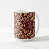 Rot Marone Gold Glitter Herbstblätter Muster Kaffeetasse (VorderseiteRechts)