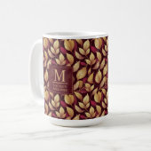 Rot Marone Gold Glitter Herbstblätter Muster Kaffeetasse (Vorderseite Links)