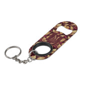 Rot Marone Gold Glitter Herbstblätter Muster Mini Flaschenöffner (Vorderseite Schrägansicht)
