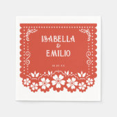 Rot | Mexican Papel Picado Wedding Serviette (Vorderseite)