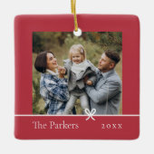 Rot | Minimalistisches zweiseitiges Foto Keramikornament (Vorderseite)