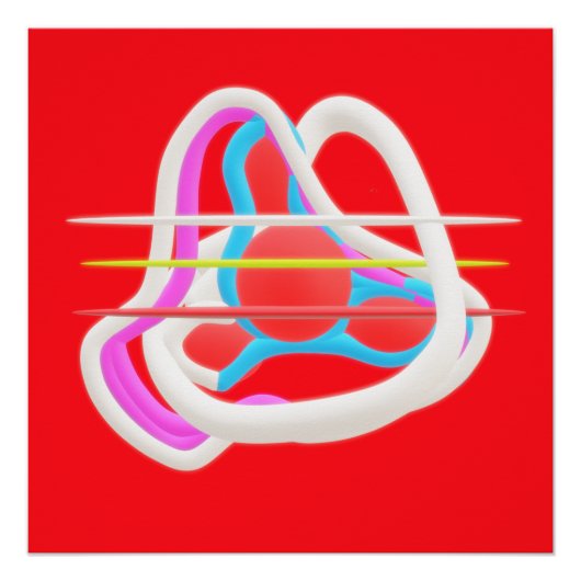 Rot mit abstrakt surrealem Design in niedlichen Fa Poster (Vorderseite)