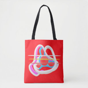 Rot mit abstrakt surrealem Design in niedlichen Fa Tasche