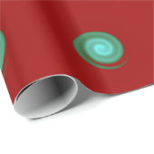 Rot mit Aqua/Green Circles>Packpapier Geschenkpapier (Rolleneckpunkt)