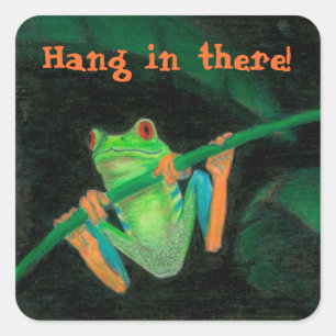 Rot-Mit Augen Baum-Frosch-"Fall herein dort! " Quadratischer Aufkleber