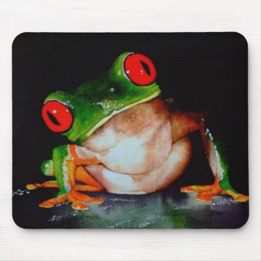 Rot-mit Augen Baum-Frosch-Mausunterlage Mousepad (Vorne)