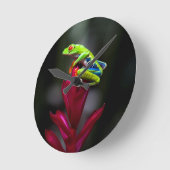 Rot-mit Augen Baum-Frosch Runde Wanduhr (Winkel)