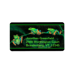 Rot-Mit Augen Baum-Frösche Adressaufkleber