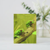 Rot-mit Augen Baum-Frösche Feiertagspostkarte (Stehend Vorderseite)
