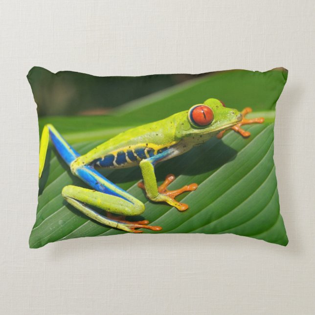 Rot-mit Augen Frosch Baum des tropischen Dekokissen (Vorderseite)