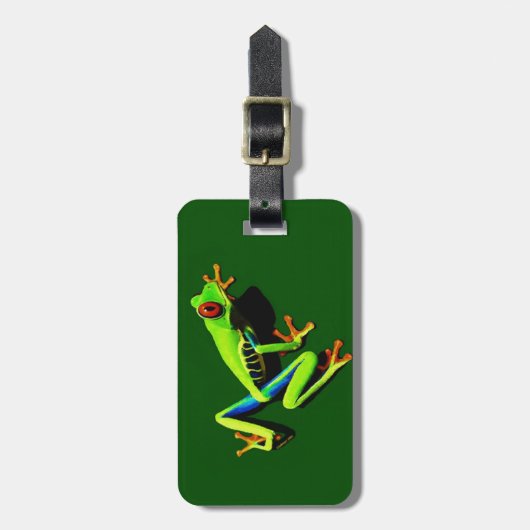 Rot-Mit Augen grüner Baum-Frosch Gepäckanhänger (Vorderseite vertikal)