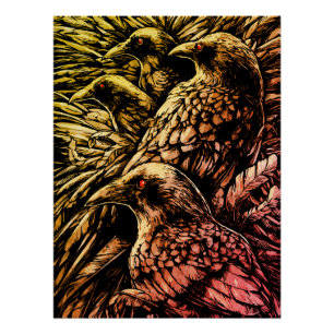 Rot-Mit Augen Ravens - Mysteriöse Gotische Wildtie Poster