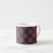Rot mit blauem Diamant Espressotasse (Vorderseite Rechts)