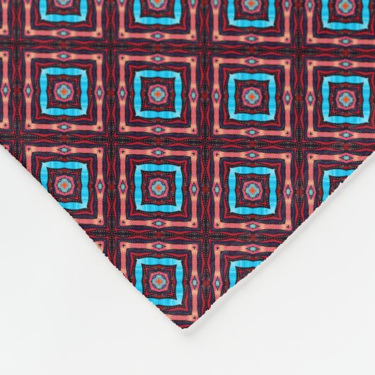 Rot mit blauen Diamanten Fleecedecke (Ecke)