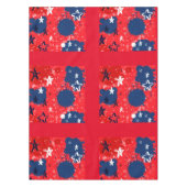 Rot mit blauen Spritzern und Schwarz-Weiß-Stars Tischdecke (Vorderseite)