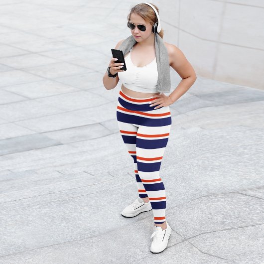 Rot mit blauen Streifen Leggings