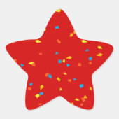 Rot mit bunten Konfetti Stern-Aufkleber (Vorderseite)