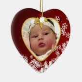 Rot mit dem ersten Weihnachtsherz des Schnee Babys Keramikornament (Rechts)