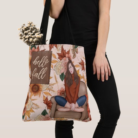 ROT MIT GOLD BLÄTTER GELBE SONNENBLUMEN & BLÄTTER TASCHE (Von Nahem)