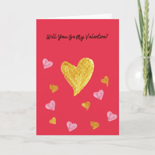 Rot mit Gold & Pink Herzkarte Valentinstag Karte