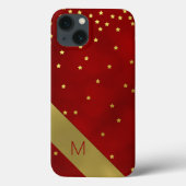 Rot mit Gold Stars Mit Monogramm Case-Mate iPhone Hülle (Rückseite)