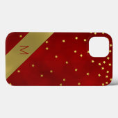 Rot mit Gold Stars Mit Monogramm Case-Mate iPhone Hülle (Rückseite (Horizontal))