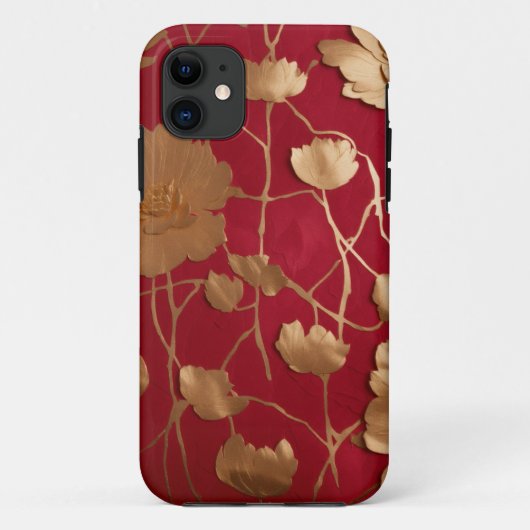 Rot mit Goldlotus Case-Mate iPhone Hülle (Rückseite)