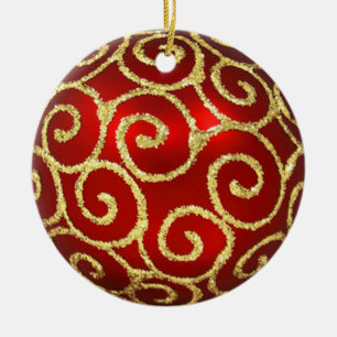 Rot mit GoldWirbel Keramikornament