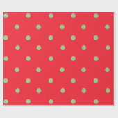 Rot mit Green Polka Dot Modernes Weihnachtsmuster Geschenkpapier (Flach)